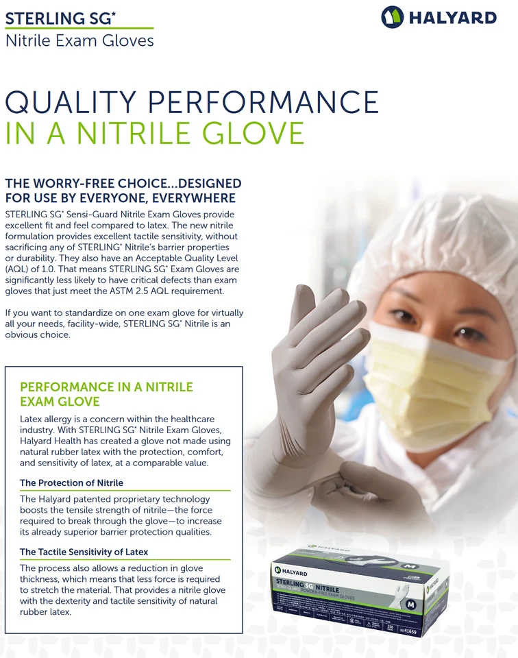 2500 HALYARD NITRILE STERLING SG EXAM GLOVES (1xCASE) (L/M/S powder & latex free - Image 4 of 4