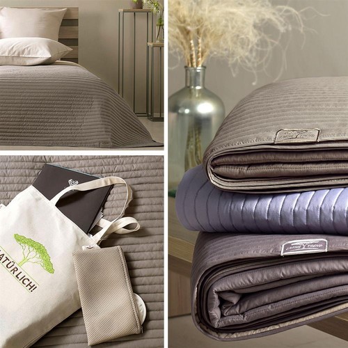 Sei Design Luxus Tagesdecke Living Trend - Wendedecke gesteppt - Taupe 240x260 - Bild 7 von 7