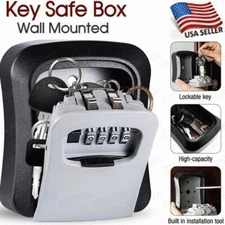 4 Digit Key Safe Lock Box Combination Wall Mount Security Storage Case Organizer