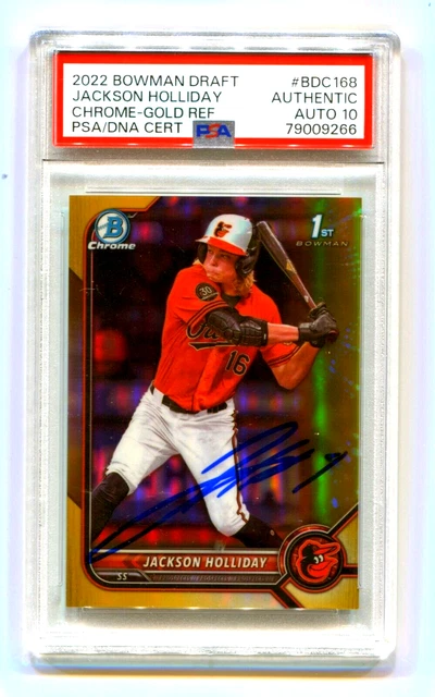 Jackson Holliday 2022 Bowman Chrome 1st Gold Refractor #18/50 Signed PSA 10 Auto