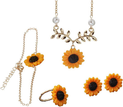 Handmade Resin 3D Sunflower Daisy Flower Drop Dangle Earrings Wooden Little Dais