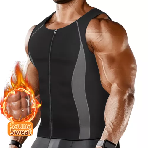 Men Sauna Sweat Vest Suit Waist Trainer Body Shaper Weight Loss Tank Top Workout - Picture 26 of 31