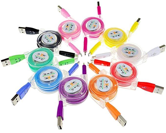 RETRACTABLE LED USB Data Sync Cable charger FOR iphone plus 5S ipod  touch