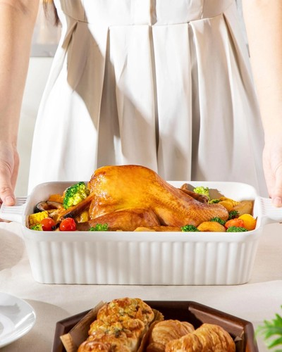MALACASA 4,4 QT Plato para Hornear, 9x13 Cazuela Grande para Horno, Cerámica Baki... - Imagen 4 de 10