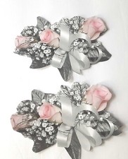 3D UPick Pink Rose Grey White Flower Spray Scrapbook Card Embellishment 3863