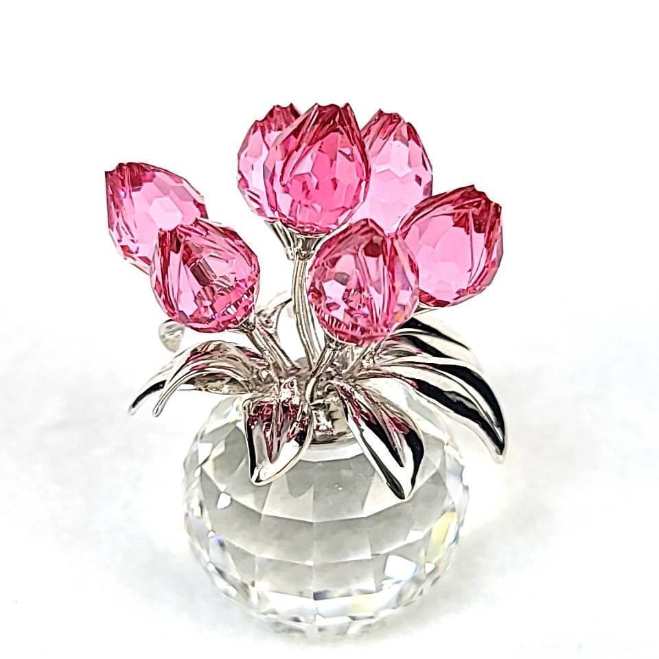 Swarovski Flower Dream Pink Tulip Rose Crystal Flower Pot Swarovski Flower Dream Pink Tulip Rose Crystal Flower Pot