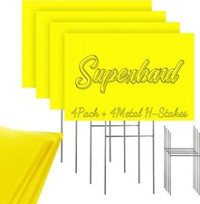 Blank Yard Signs with Stakes, Yellow 4 Pack12"x18" Corrugated 4 SET