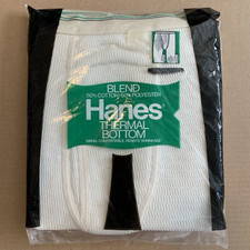 Hanes Mens Thermal Bottom Large 38/40 Winter Knit Underwear USA Vintage
