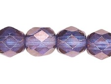Czech Fire Polished Glass Purple Gold 6mm Round Beads 1-1.2mm Hole 1 Strand 67 