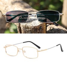 Men's Full Rim Reading Glasses Photochromic Sunglasses 0.50 0.75 1.00 4.00