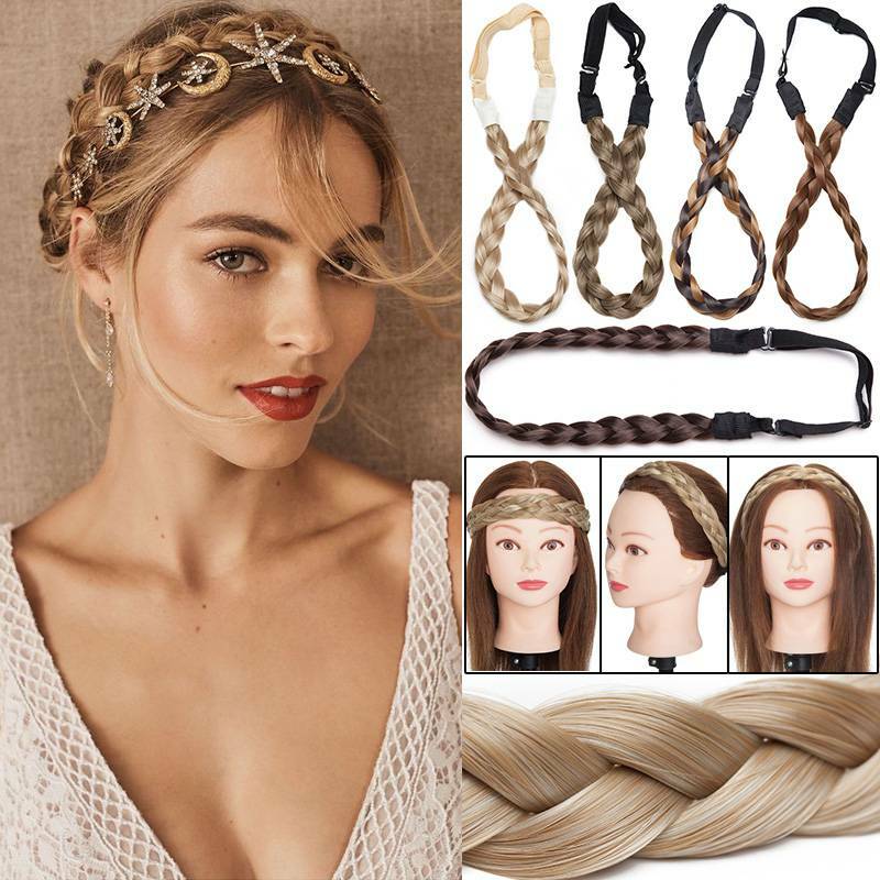 BRAIDED Hair Plait Thick Chunky Headband French Fake Twist Braid Band  Extension