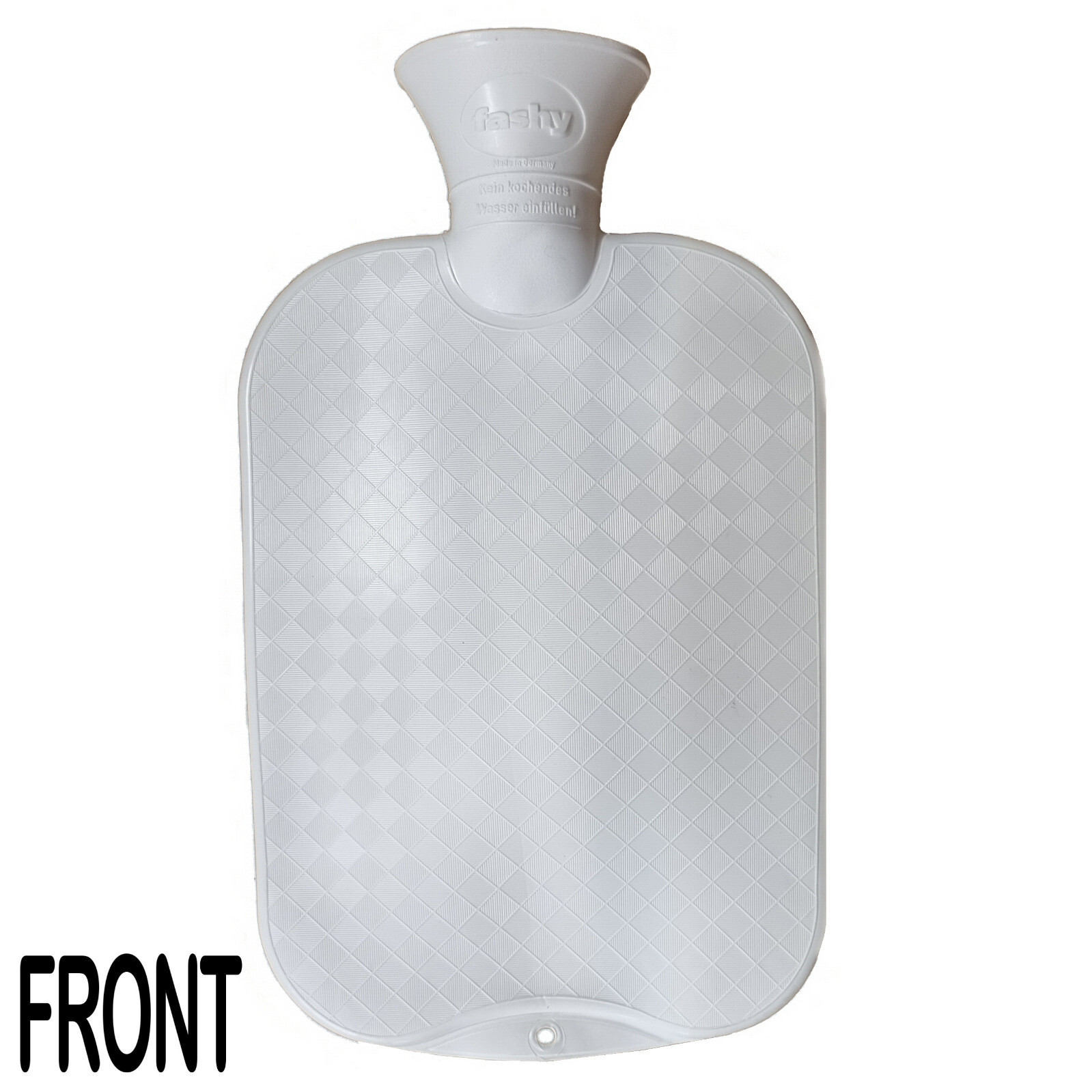 Fashy Hot Water Bottle White 2 Litre Plain Made in Germany Latex Free