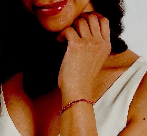 QVC Generation Gems 3.05ct Oval-Cut Fire Opal Gemstone Tennis Bracelet Sterling - Picture 3 of 3