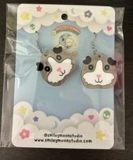 Guinea Pig Smiley Moon Studio Fish Hook Dangle Marbled Earrings FOUR Colors Pier