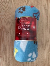 New Doggie Paws Bones Fleece Throw Blanket Super Soft size 46  x56  