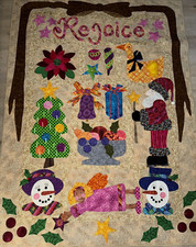Rejoice Handmade Quilt Wall Hanging Appliqued Snowman Santa Fruitbowl 3D 56x78