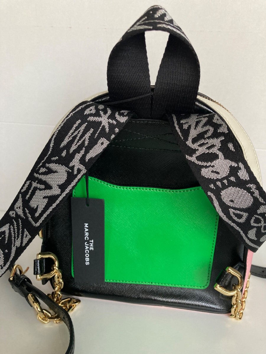 Marc Jacobs Leather Cow Leather Snapshot Backpack. Multi-color: Black/Pink/Green Marc Jacobs Cow Leather Snapshot Backpack Porcelain Multi  main image 3