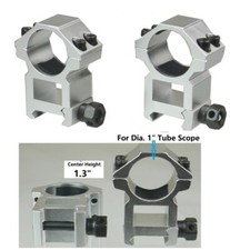 Scope Rings 1" Extra High Heavy Duty Weaver 1 Inch Silver Aluminum Weaver Rifle
