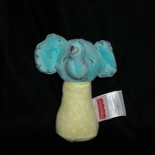 Fisher Price Elephant Plush Rattle Soft Toy Yellow Blue White 6"