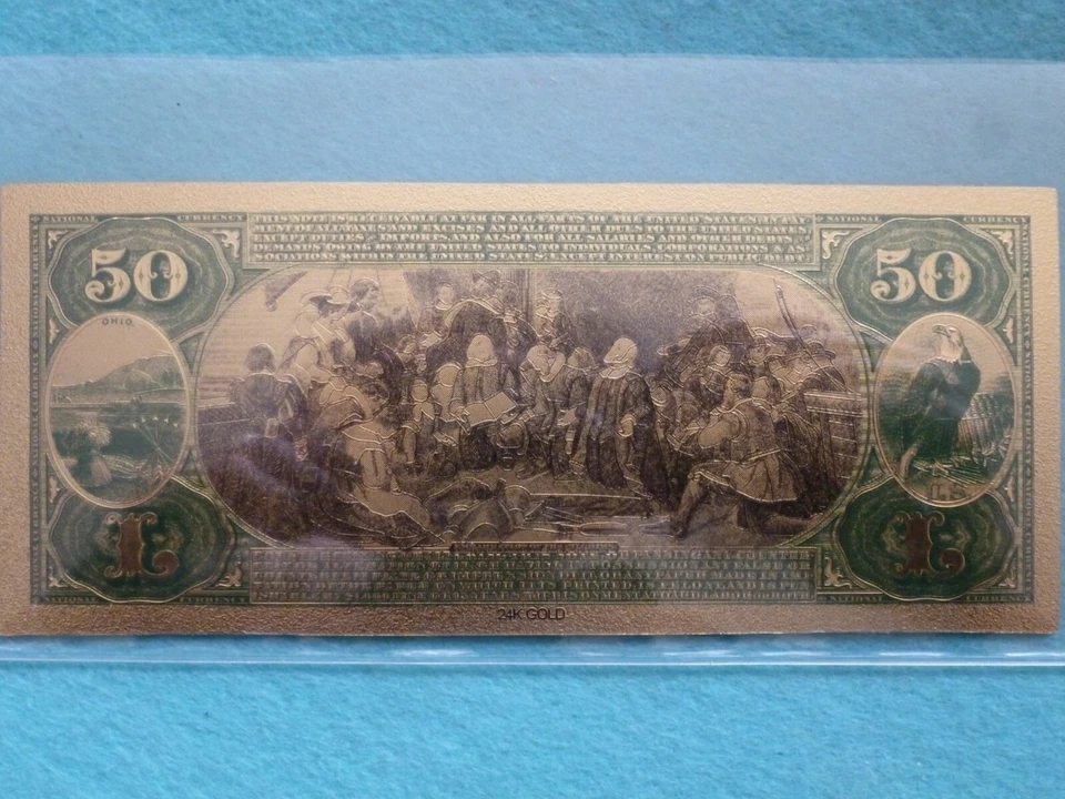 1875 series,999 Gold leaf-colored 50 Dollars.  - Image 2 of 2