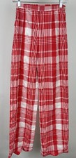 Vintage 70s Red Plaid Trouser Pants XS / 23x34 Seersucker Western Picnic Boho