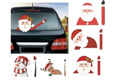 CHRISTMAS Waving Santa, Reindeer, Snowman Rear Windscreen Wiper Decals