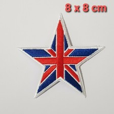 UK Flag Star Patch Embroidered Iron On Sew On Union Jack British Badge Applique