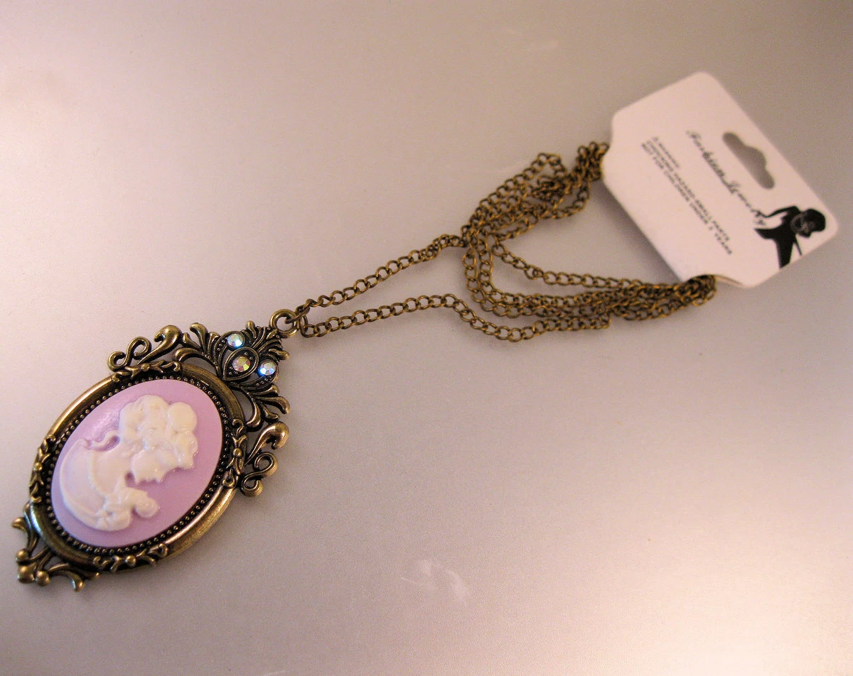 Pink cameo shop necklace