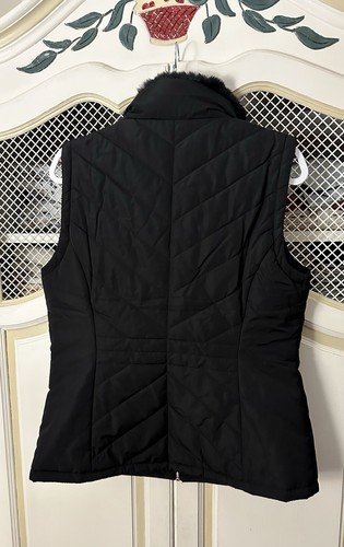Calvin Klein Women's Quilted Vest Faux Fur Collar Comfy Black Puffer Vest size M - Picture 3 of 4