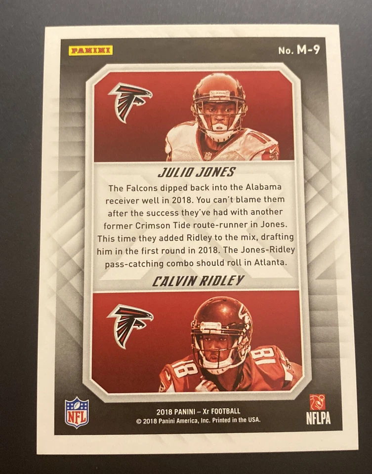 2018 Panini XR Mirrored Gold /5 Calvin Ridley Julio Jones #M-9 Rookie RC - Image 2 of 2