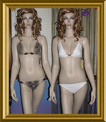 NEW MICHAEL KORS WHITE/ PYTHON Linked TRIANGLE Chain BIKINI SWIMSUIT 6 8 12 $265