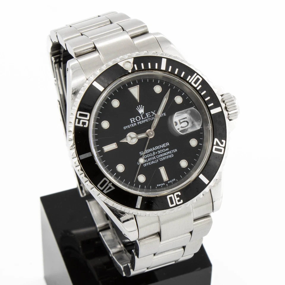 Men's Rolex OP Submariner Watch Ref 16610 Black Dial/Bezel 40mm #W774-1 - Image 2 of 4