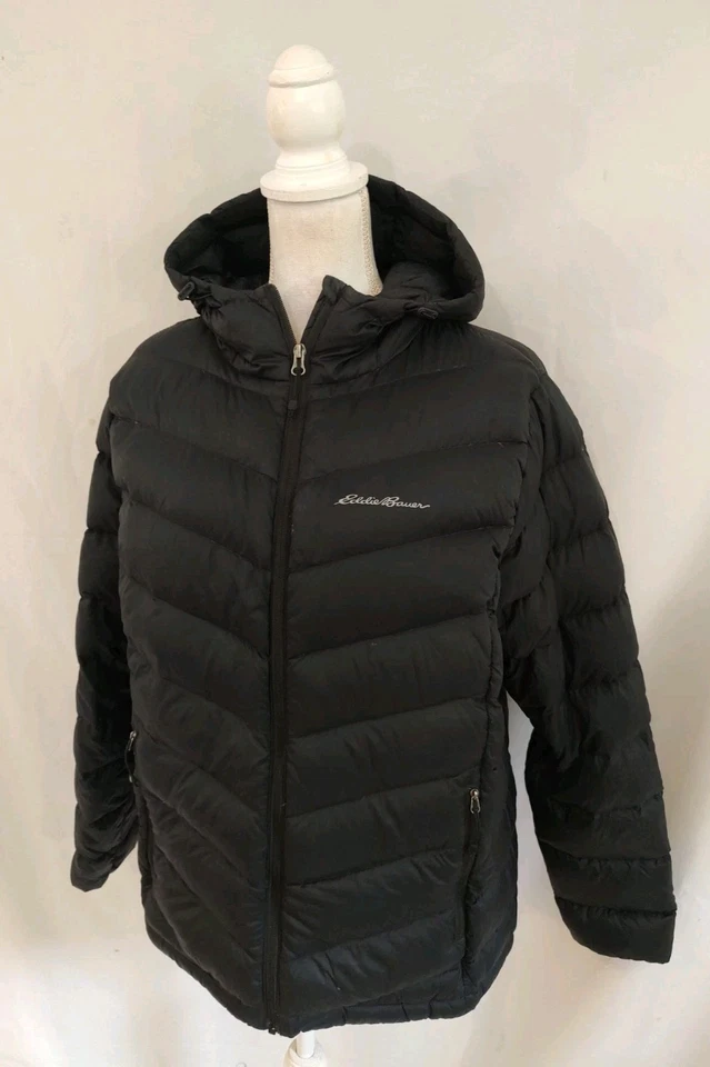 Eddie Bauer Parka Jacket EB650 Down Filled Hooded Packable Classic Black Sz XL - Image 2 of 4