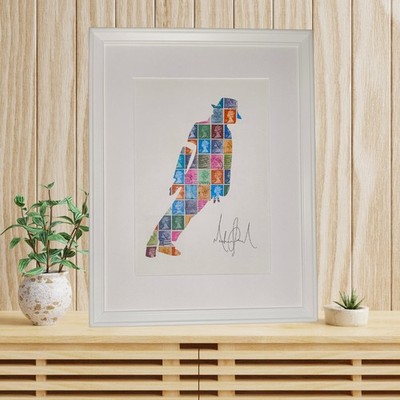 Michael Jackson Modernes Gemälde auf echten englischen Briefmarken INKLUSIVE RAHMEN 40x30