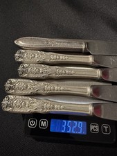 Juego de 5 cuchillos Gorham con mango de plata de ley de acero inoxidable 352,9 g