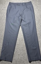 Calvin Klien Dress Pants Mens 36x32 Blue Straight Legs Preppy Flat Front Casual