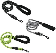 5ft Reflective Nylon Dog Leash with Padded Handle, Tangle-Free Color:Gray