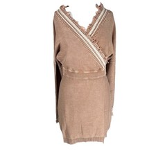 Promesa Sweater Dress frayed chest, neck, wrist unique Women's size Medium NWOT