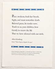 ALLEN GINSBERG BROADSIDE - PEACE AWAKENS - Da Capo Press 2006