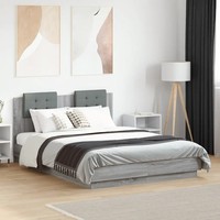 Bettgestell Mit Kopfteil Sonoma Eiche Grau 120X190 Cm Holzwerkstoff