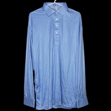 Collars  Co Polo Shirt Mens Large Blue Houndstooth Long Sleeve Dress Collar NWT