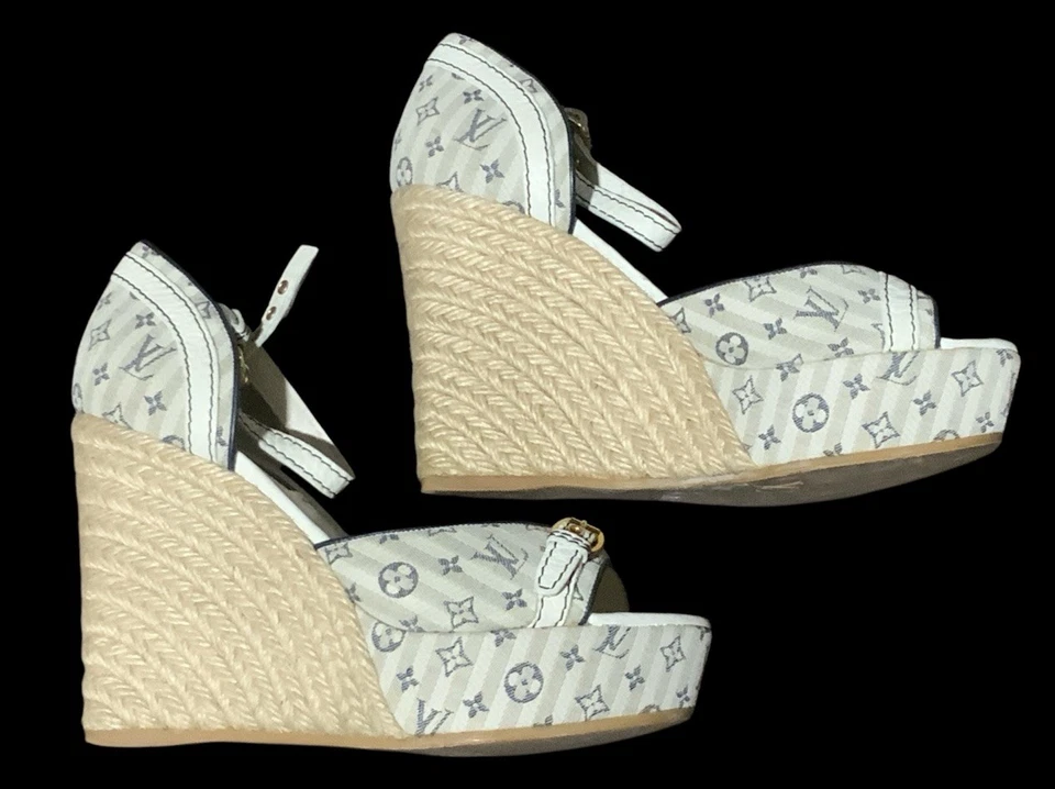 路易威登老花帆布凉鞋穆勒鞋浅口鞋 WMN EU 35 浅灰色 PEC — 第 2/4 张图片