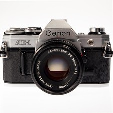 CANON AE-1 SLR 35mm Film Camera w/ Canon 50mm f/1.8 Lens - Tested - Great Cond.