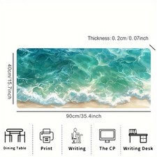 Ocean Waves Extended Gaming Mouse Pad - Large, Non-Slip Rubber Base Desk Mat wit
