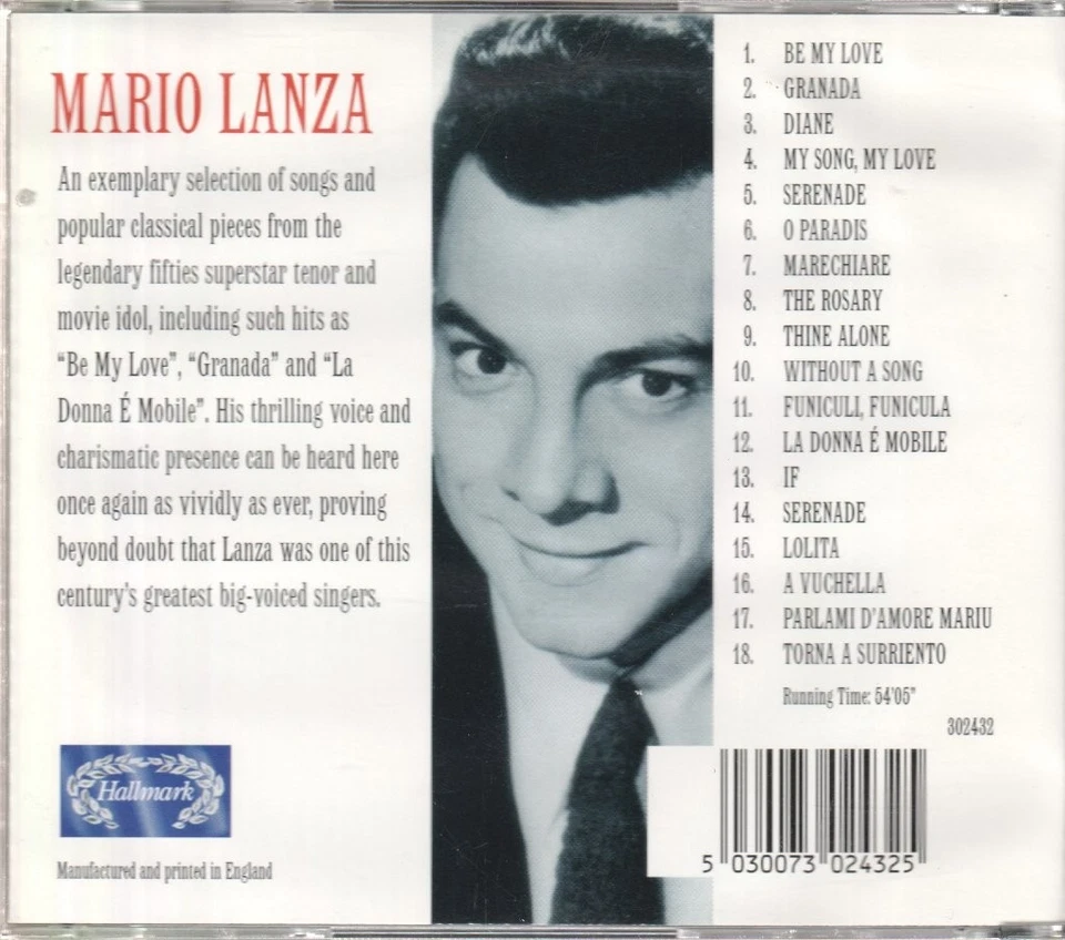 302432 Mario Lanza Be My Love CD UK Hallmark 1995 Klassische Live Aufführungen - Bild 2 von 2