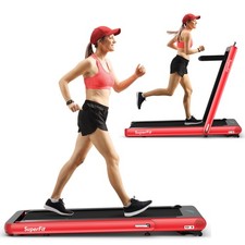 2 in 1 Folding Treadmill 4.75HP Running Machine w/ APP Remote Control Red