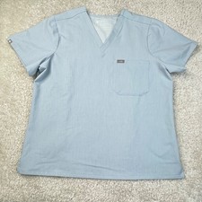 Figs Catarina One Pocket Scrub Top Chambrey Light Blue Womens XL