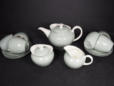 Retro 60er Jahre Wedgwood Barlaston grün zweifarbig Teeservice