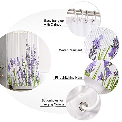 Fabric Waterproof Bathroom Shower Curtain for Bath Room Home Decor,Lavender - Bild 5 von 7