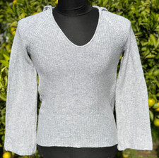 Suéter Jenni Kayne Con Capucha Cuello en V Lana Cachemira Tejido Manga Raglán Pullover Talla S